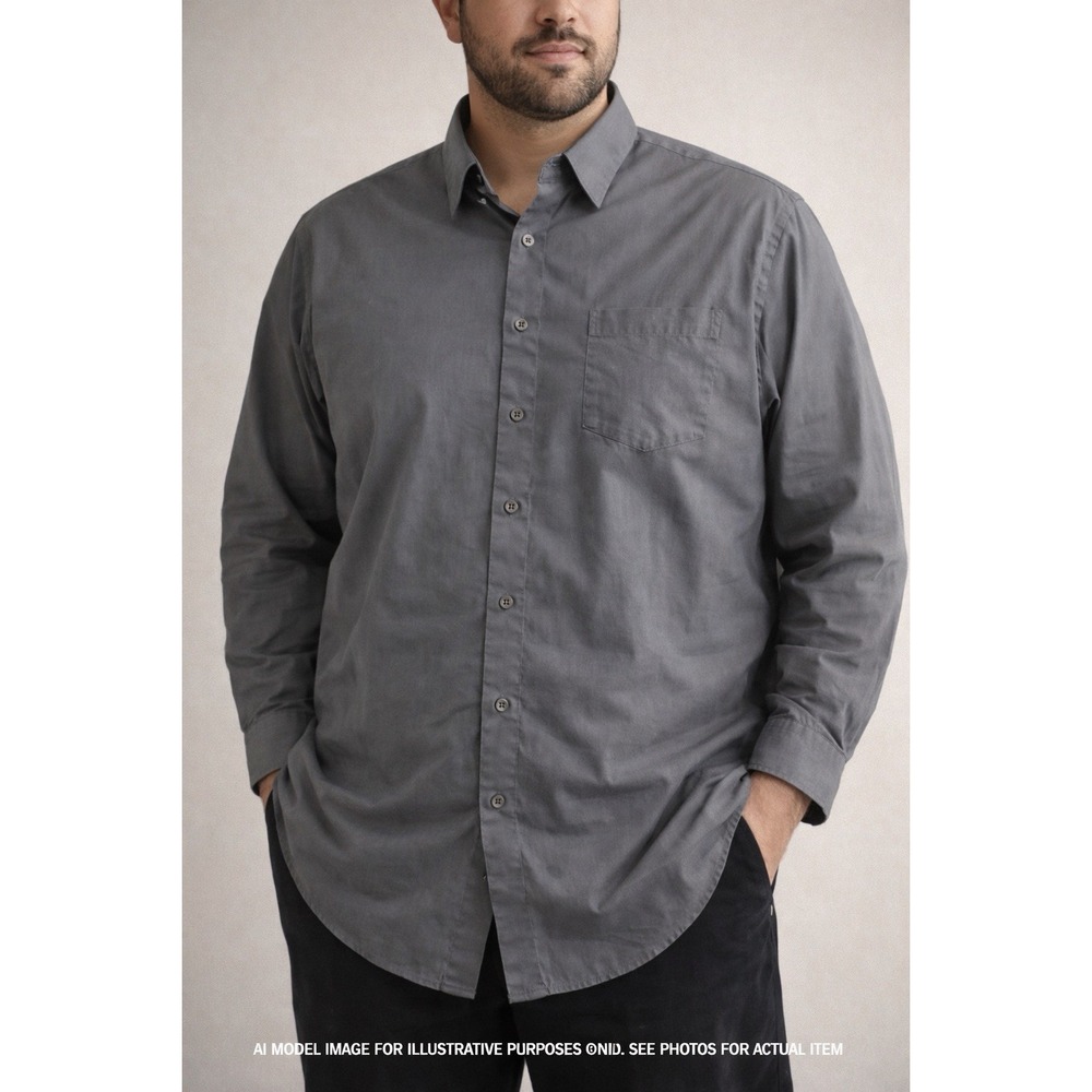 FX Fusion Men's Button Down Shirt XLT Gray Long Sleeve Casual Work Menswear